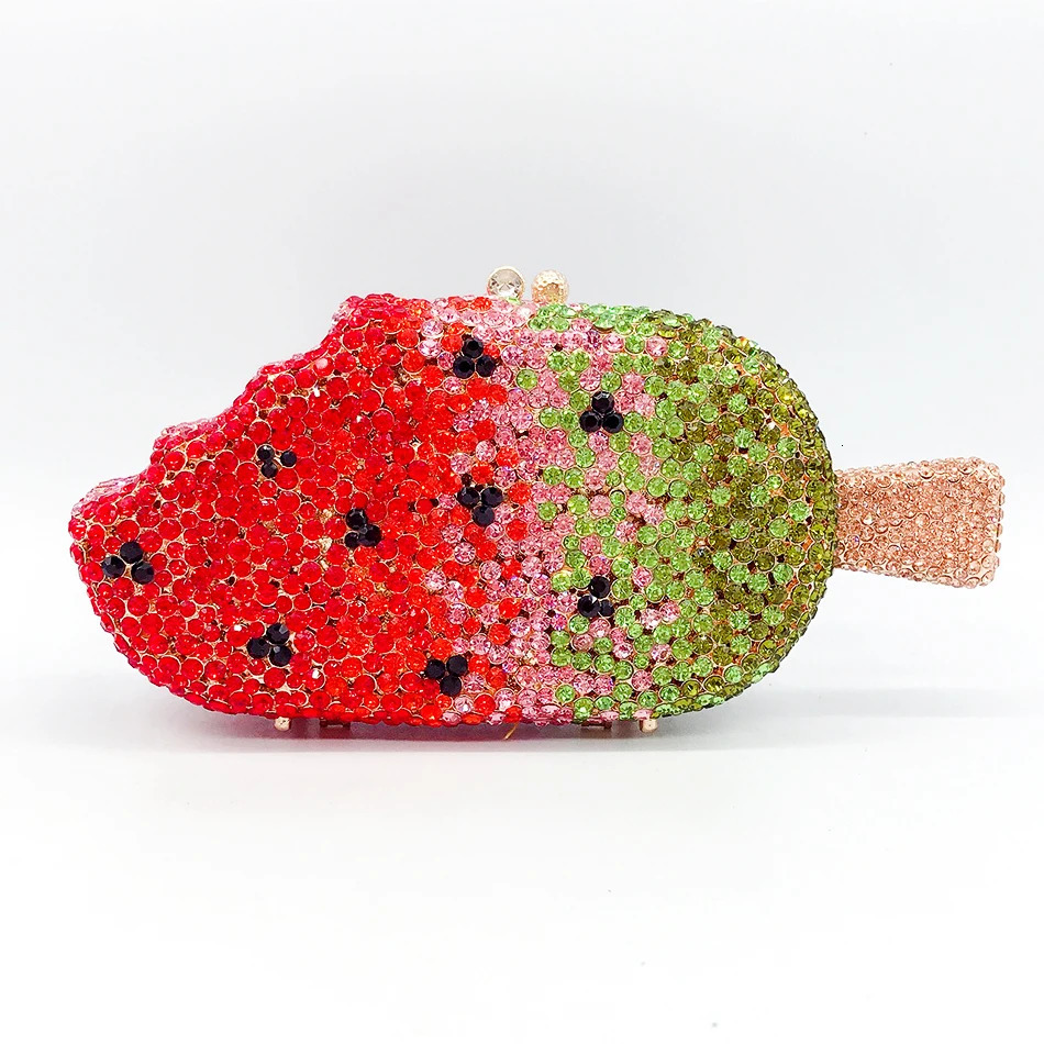 Ice Cream Shaped Diamond Evening Clutch Bag For Party Wedding Boutique Novelty Mini Kawaii Rhinestone Purses High Quality 240509
