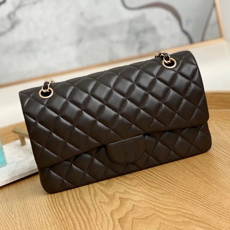 10A designer bags shoulder bag classic plaid flap handbag gold silver chain leather double letter solid color buckle square stripe lady 19 messenger bags sheepskin