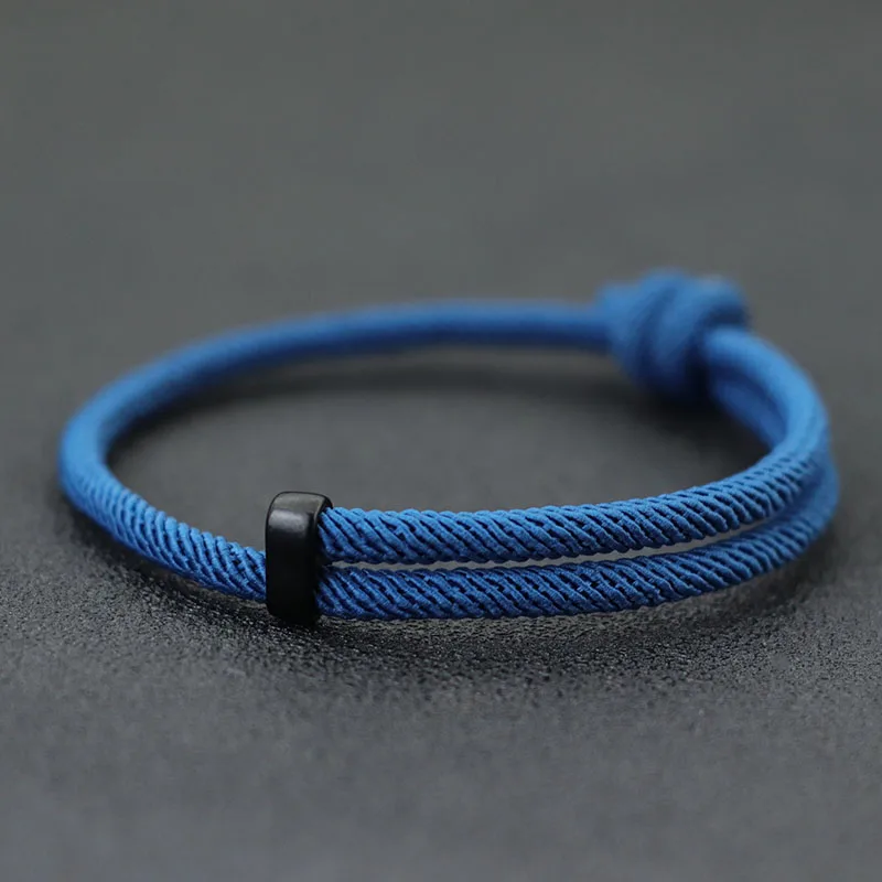 New In Adjustable Men Rope Bracelet Handmade 4mm Lucky Yellow Black Thread Braclet Beach Surf Braslet Outdoor Rescue Brazalete