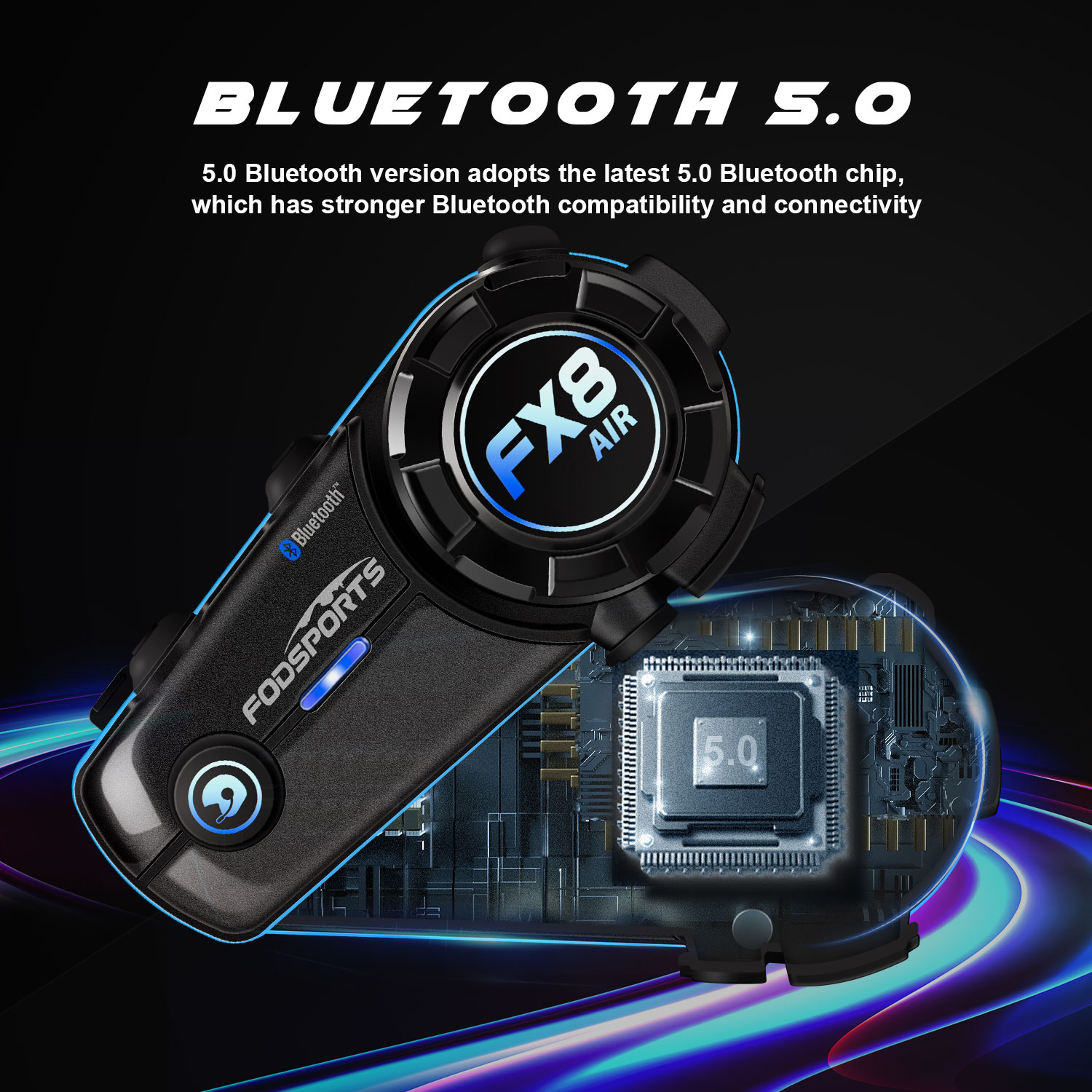 Fodsports FX8 Air Motorcycle Bluetooth Intercom Intercomunicador Moto Motorcycle Helmet Headset Bass Midrange Treble