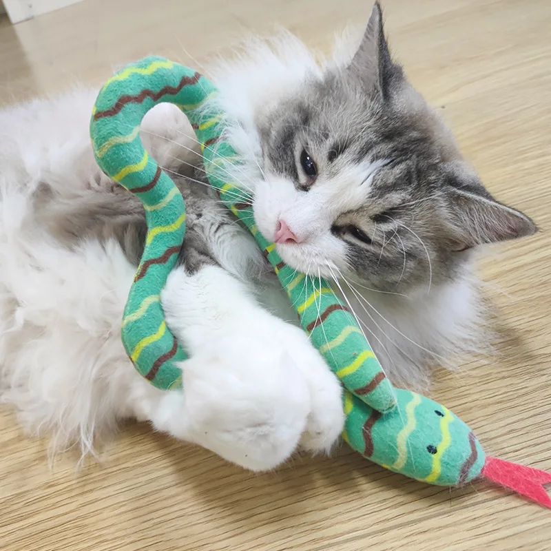 Snake Shape Interactive Cat Toy Bite-resistant Catnip Cat Toy Simulation Cat Toy Funny Self-hey Toy for Kitten Cat Supplies