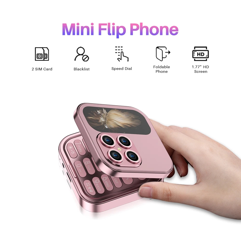 Flip Mini Cartoon CellPhone Foldable i17 Pro Cell phones Unlock Dual GSM Card Small Magic Voice FM Camera Mobile Phone