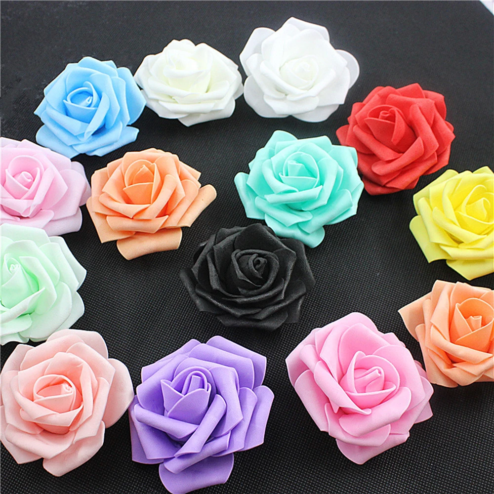 20/30/50Pcs 8CM Artificial PE Foam Rose Flowers Heads Bride Bouquet 2025 Flower new For Wedding Party Decorative Scrapbooking DIY Flower