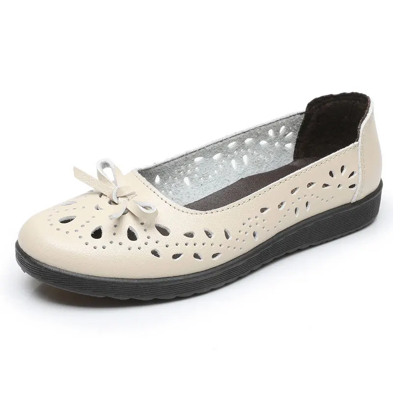 Summer Women Casual Shoes Leather Soft 2025 Sandals Female Ballet Flats Sneakers Cut Out new Slip On Moccasins Ladies Footwear WSH4826