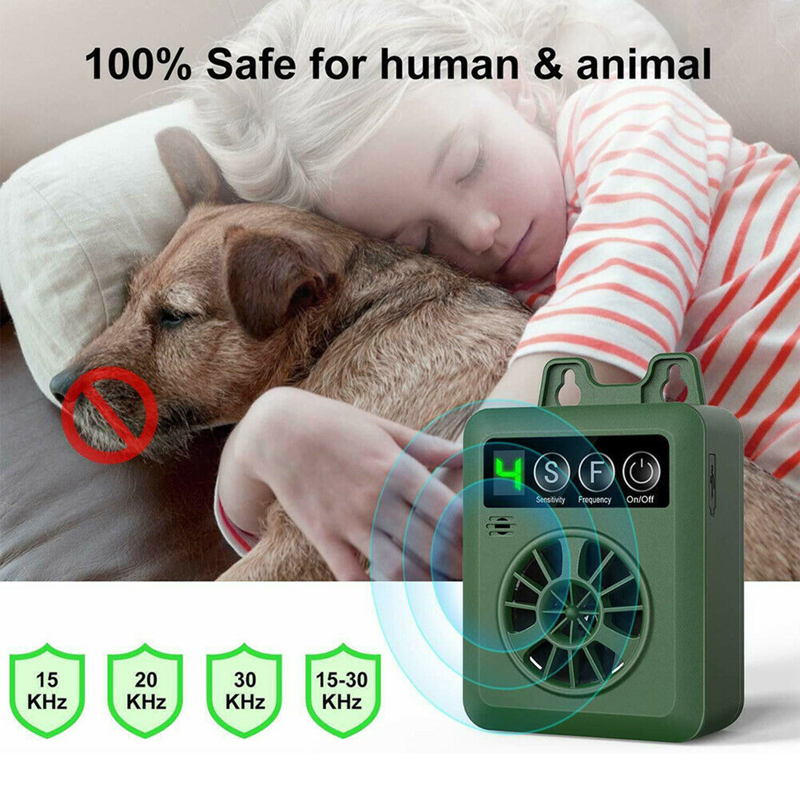 Anti Barking Device Automatic Ultrasonic Mini Dog Bark Control Device with 4 Effective Adjustable Sensitivity Frequency Levels