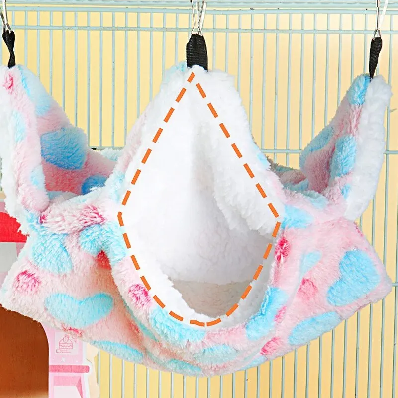 Hamster Hammock Small Pet new Hanging 2025 Bed Double Warm Thickened Honeybug Flying Squirrel Guinea Pig Hammock Pet Cage Accessories