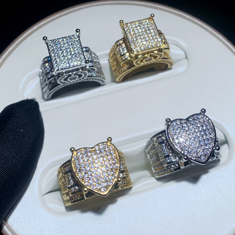New Square Heart Ring: Iced Out Cubic Zirconia Bg CZ Ring for Men