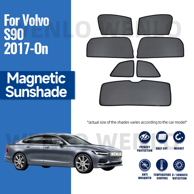 For S90 S 90 2017-2023 Rear Side Window Sun Shade Blinds Car Sunshade Magnetic Front Windshield Mesh Blackout Curtain