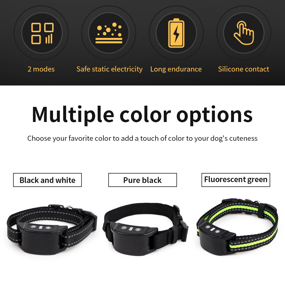 USB Rechargeable Dog Training Collars Auto Anti-Bark Collar Safety Static Shock 7 Sensitivity Level Nylon Collar Pet Supplies