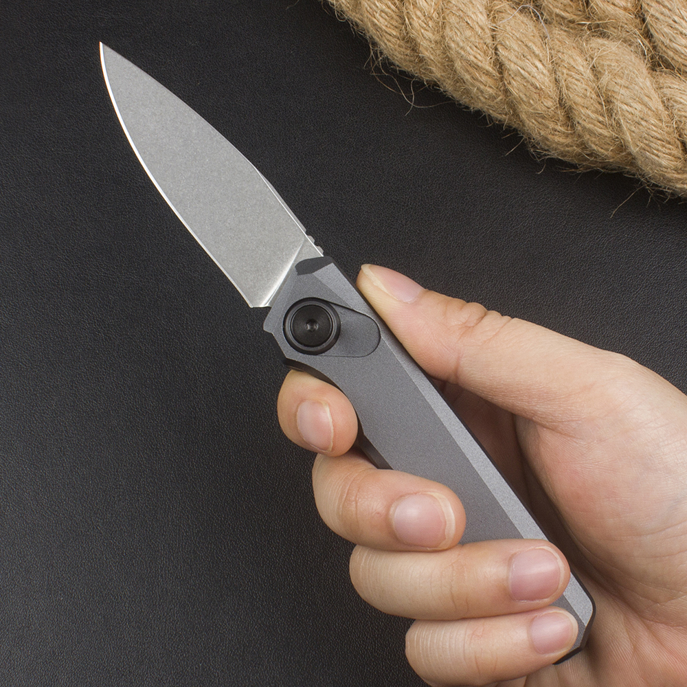 Special Offer Ks7551 Push Button Quick Opening Tactical Knife 8Cr13mov White/Black Stone Wash Blade Aviation Aluminum Handle Outdoor Camping EDC Pocke