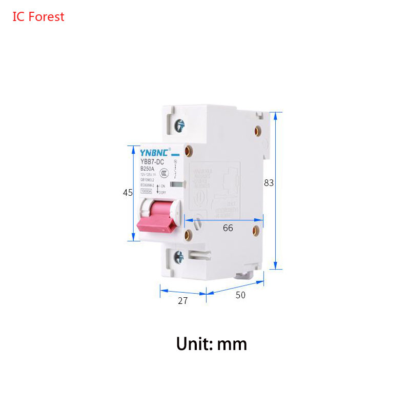 1P 100A 200A 250A DC Breaker 12V 24V 36V 48V 96V 120V DC Circuit Breaker Solar Cells Battery Power Outage Protector Isolator