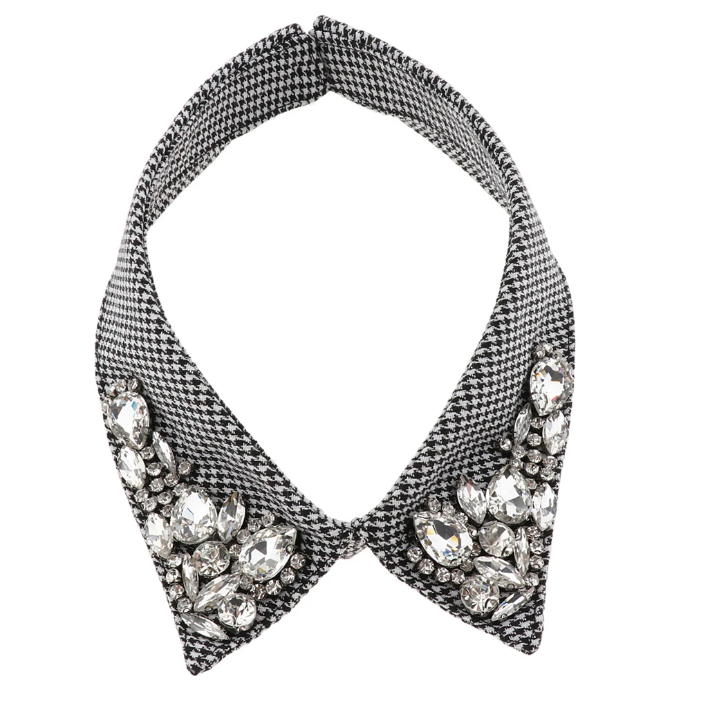 Womens new Crystal Diamonte Detachable Faux Fake 2025 Collar Removable False Choker