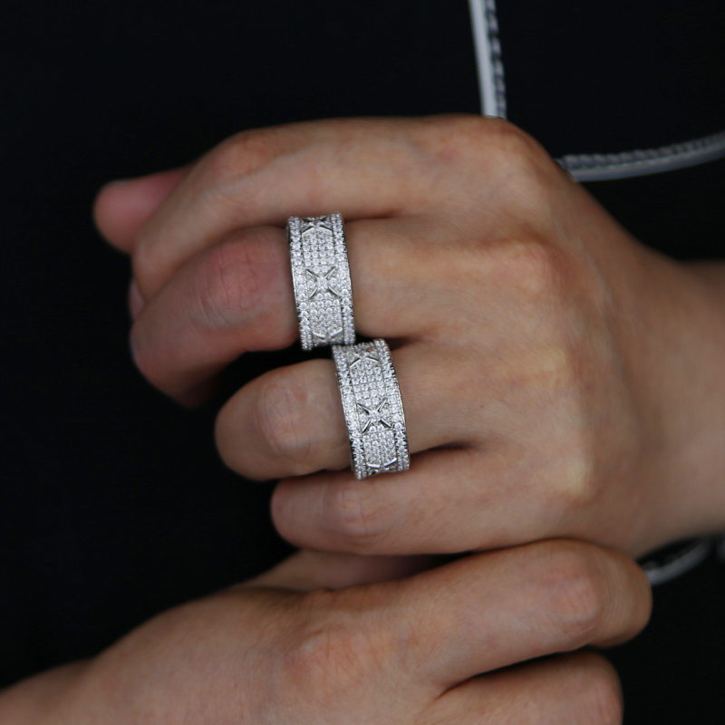 Iced Out Ring: Pave Sier Zirconia Ring for Men and Women