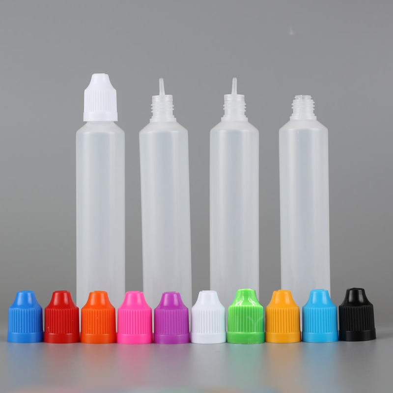 30Pcs 30ml 60ml Plastic Squeezable Pen Dropper Bottle E juice Childproof Cap Long Thin Tip w/ Funnels Eye Liquid LDPE Containers