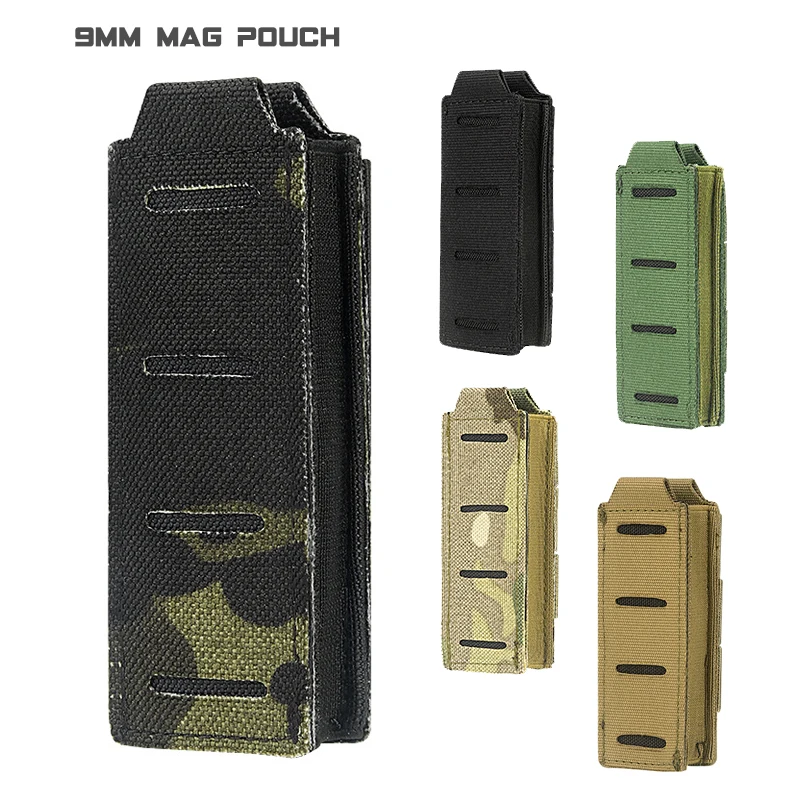 2PCS Tactical Single Magazine Pouch Molle Pistol 9mm Mag Pouch M4 5.56 Magazine Holster Open Top Rifle Airsoft Military Mag Bags