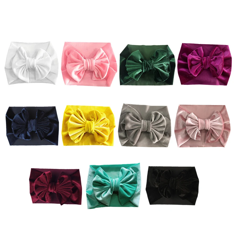 New Velvet Baby Headband Turban Big Bowknot Baby Girl Headband For Newborn Bow Hair Band Children Kid Head Wrap Hair Accessories