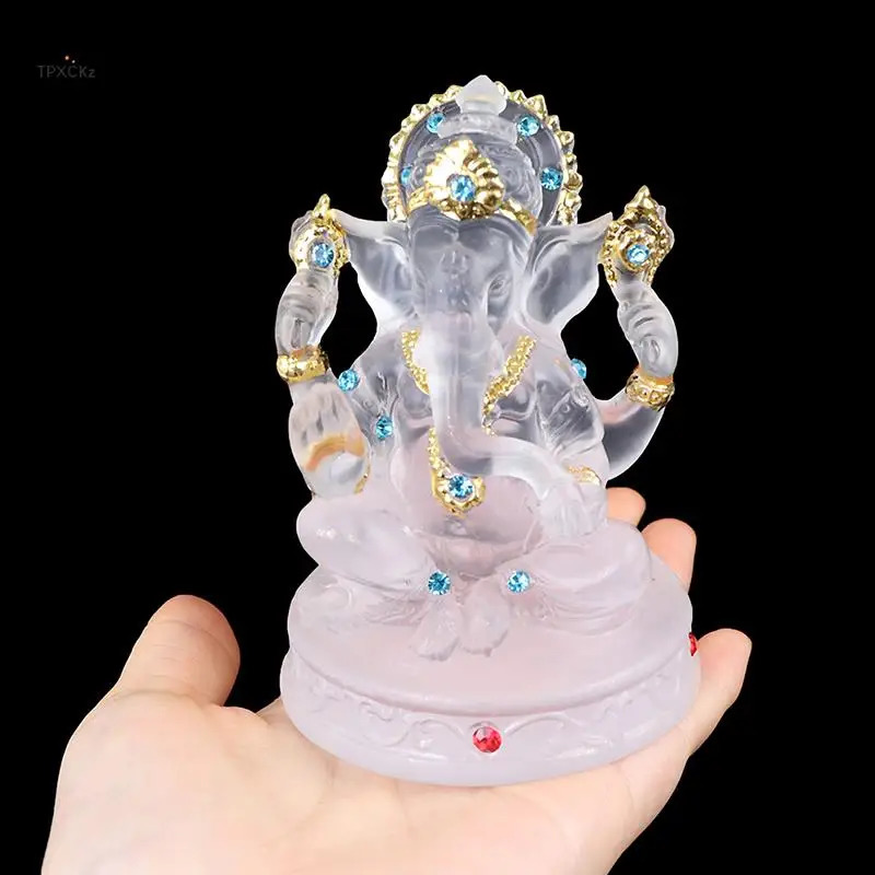 Ganesh Hindu Elephant God of Success Statue Resin Transparent Figurine Ornament 240521