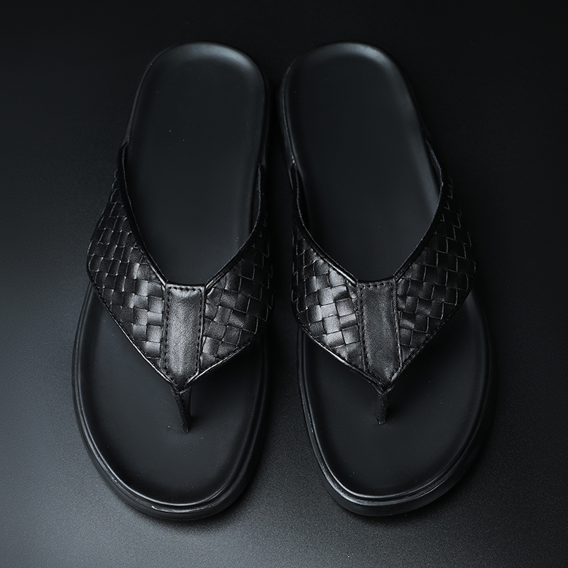 Fashion Men's Slippers Luxury Brand Designer Shoes Classic Non-slip Flip Flops Genuine Leather Beach Sandals Casual Slippers