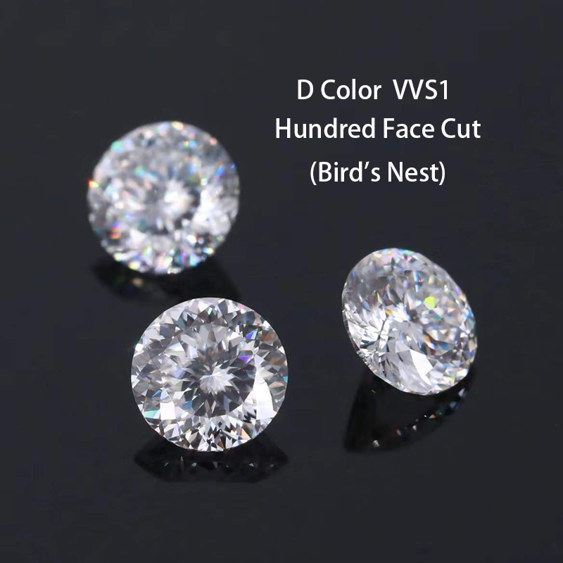 New Round 100 Faceted Cut Moissanite Loose Stones 0.5-5 Carat D Color Russian Bird's Nest Cut Moissanite Diamonds Stone With GRA