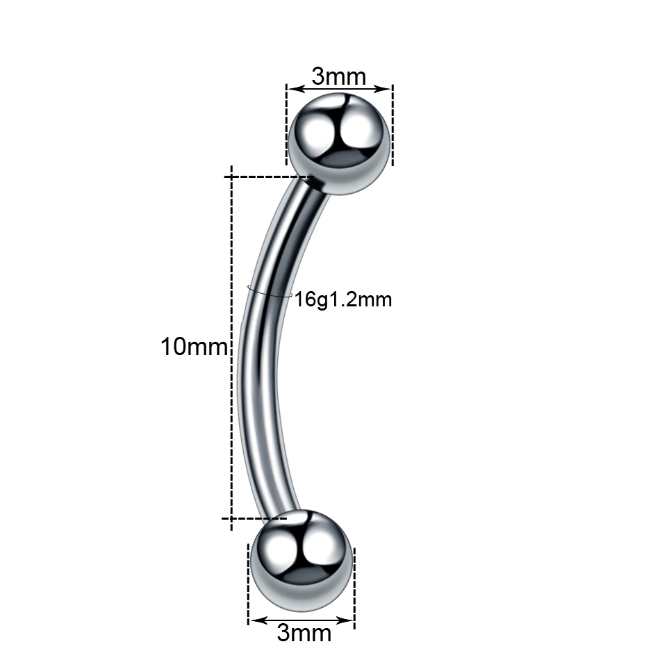 1PC Titanium Eyebrow Piercing Tongue Ring 16G Ball & Cone Curved Barbell Eyebrow Rod Banana Earrings Lip Snake Eyes Piercings