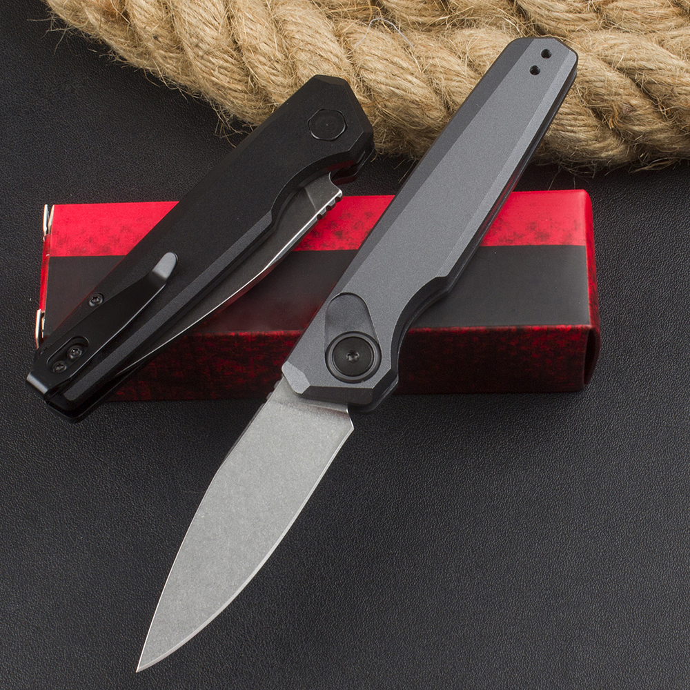 Special Offer Ks7551 Push Button Quick Opening Tactical Knife 8Cr13mov White/Black Stone Wash Blade Aviation Aluminum Handle Outdoor Camping EDC Pocke