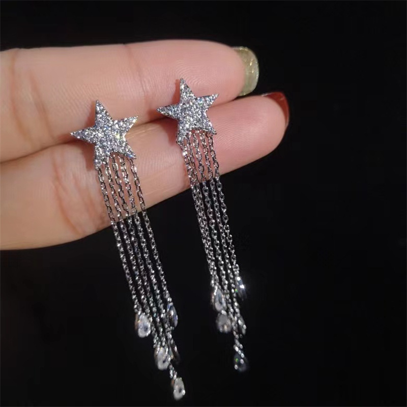 Sparkling Handmade Dangle Earrings Luxury Jewelry 925 Sterling Silver Water Drop 5A Cubic Zircon CZ Diamond Gemstones Party Women Wedding Tassels Earr