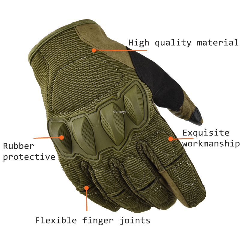 Touch Screen Full Finger Tactical Gloves Motorcycle Motocross Military Hard Knuckle Full Finger Glove Mens