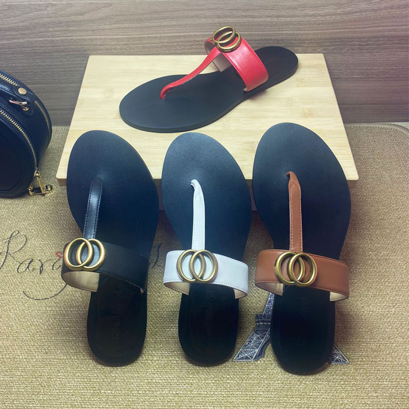 Classic Men slippers Big Summer Rubber bottom woman beach Slides letter Flat heel designer sandals Metal button shoe Lazy lady Loafers Flip flops Large size 35-42-41-45