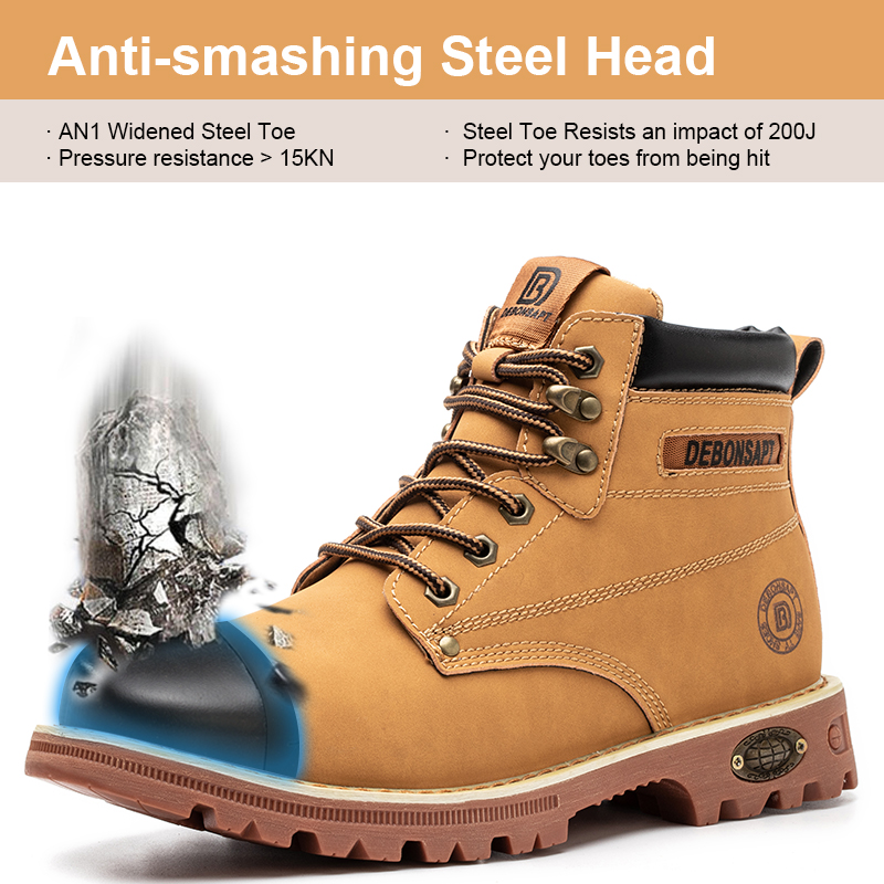Indestructible Safety Steel Toe Work Boots - Men's Anti-smash Puncture hot Proof Waterproof Leather Shoes