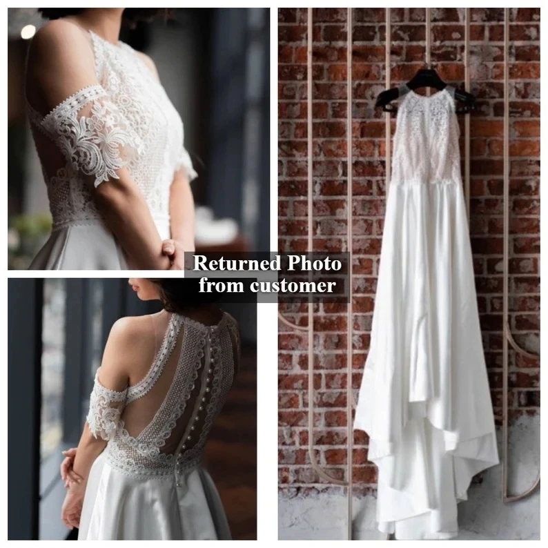 Bohemian Stain Dress Open Back A e Bride Wedding Gowns White Lace Appliques vestido de novia
