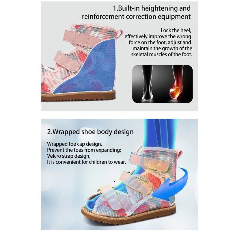 Children Sandals Summer Kids Orthopedic Mesh Shoes Boys Girls Toddler Stiff Hook Loop Clubfoot Varus Valgus Footwear 3 To 12Age 240513