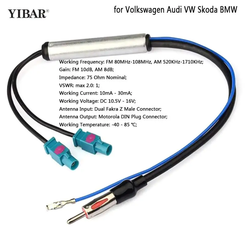 2025 Radio Adaptor Antenna AM/FM Audio Cable Dual new Fakra-Din Aerial Antenna Adaptor Car Accessories For Adapter