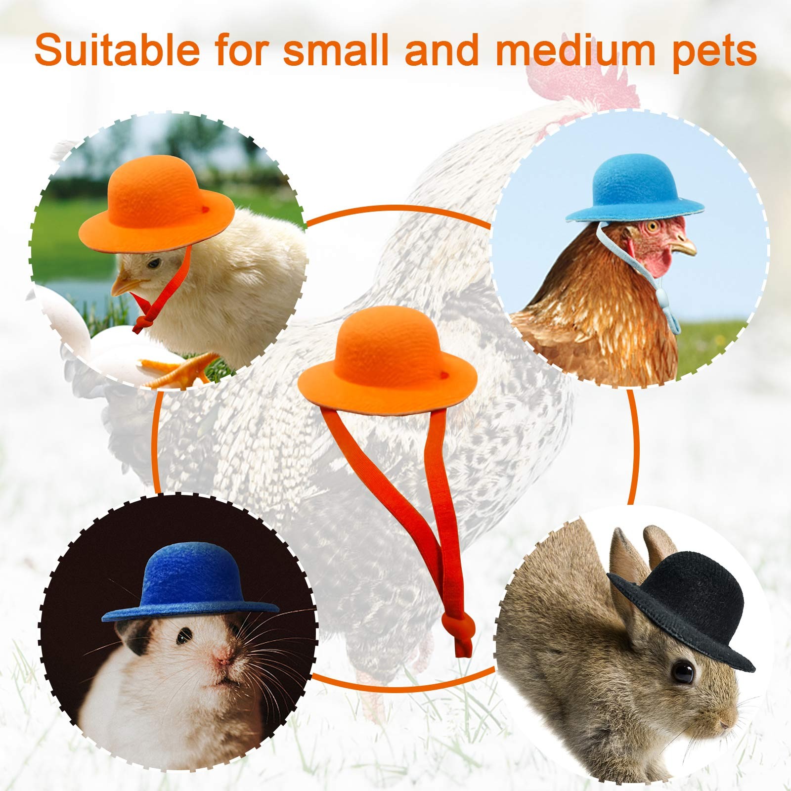 1/3/5pcs Chicken Hats Tiny Pets Funny Chicken Accessories Adjustable Feather Hat For Hens Rooster Duck Poultry Stylish Show