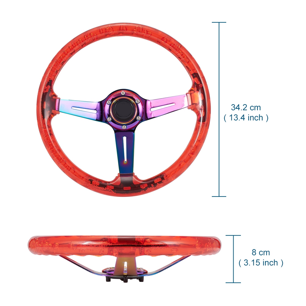 Racing Acrylic Transparent Steering Wheel 6 Bolt Deep Dish Racing Steering Wheels With Horn Buttons