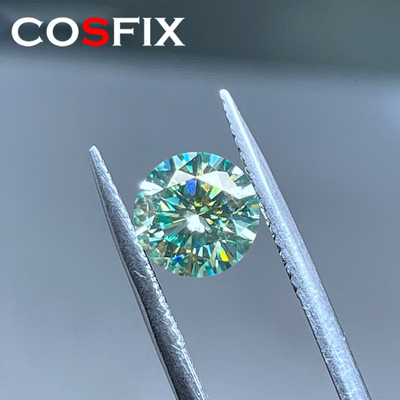 COSFIX 0.5- 3ct Rare Blue Green Moissanite Loose Stone Red Purple Pink Colored VVS1 Excellent Cut Green Blue Moissanite Diamonds