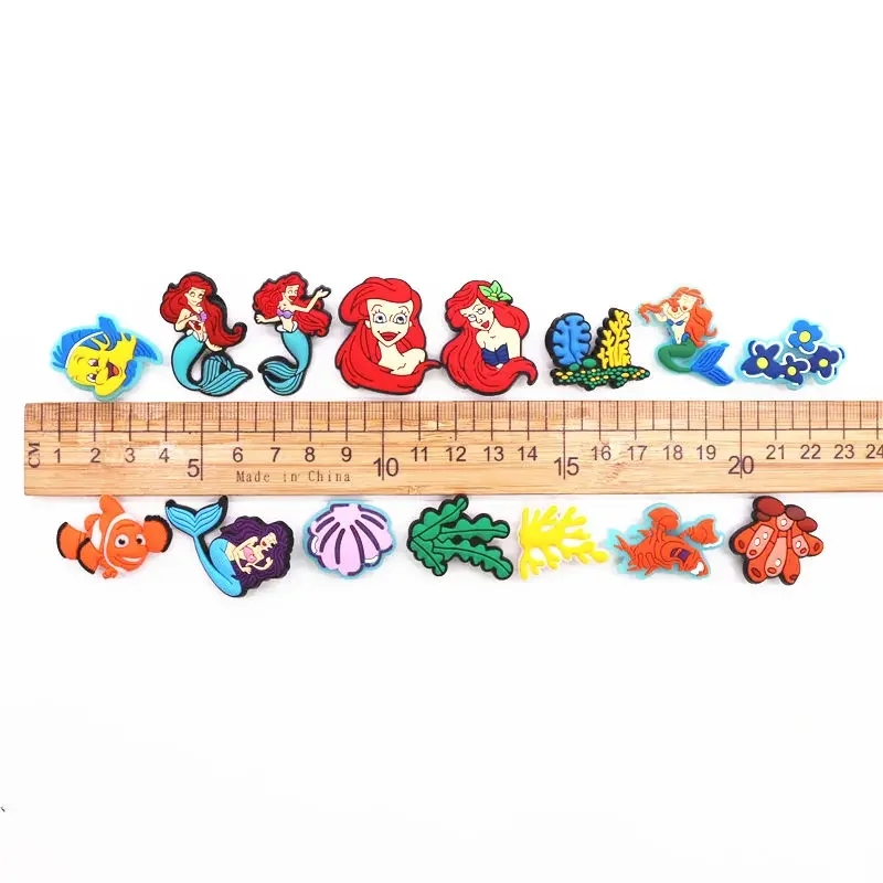 Single Sale 1pcs Mermaid Fairy Tales PVC new Shoes Charms Pins Jeans Shoe Buckle Decorations 2025 Seaweed Sandals Accessories Kids Gifts