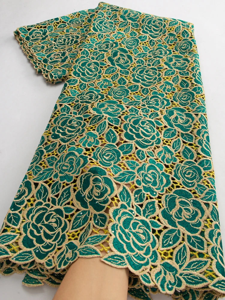 Lace fabric 2024 High Quality African Guipure Cord Lace Fabric Nigerian Water Soluble Lace for Sewing Women Party Dresses TY3572