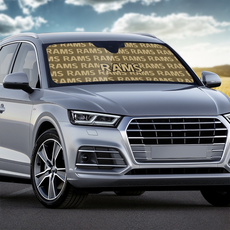 INSTANTARTS Luxury Brand Rams Rugby Design Car Front Sunshade Windshield Auto Sun Shade Reflector Foldable Car Accessories Gift