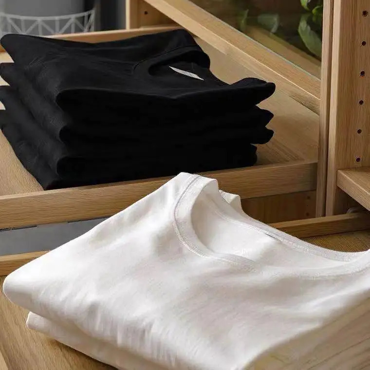 2pcs Solid Color Tshirt 100 Cotton Men Women White ONeck Loose Shortsleeved Basic Models Allmatch Couple Tops Black 240510