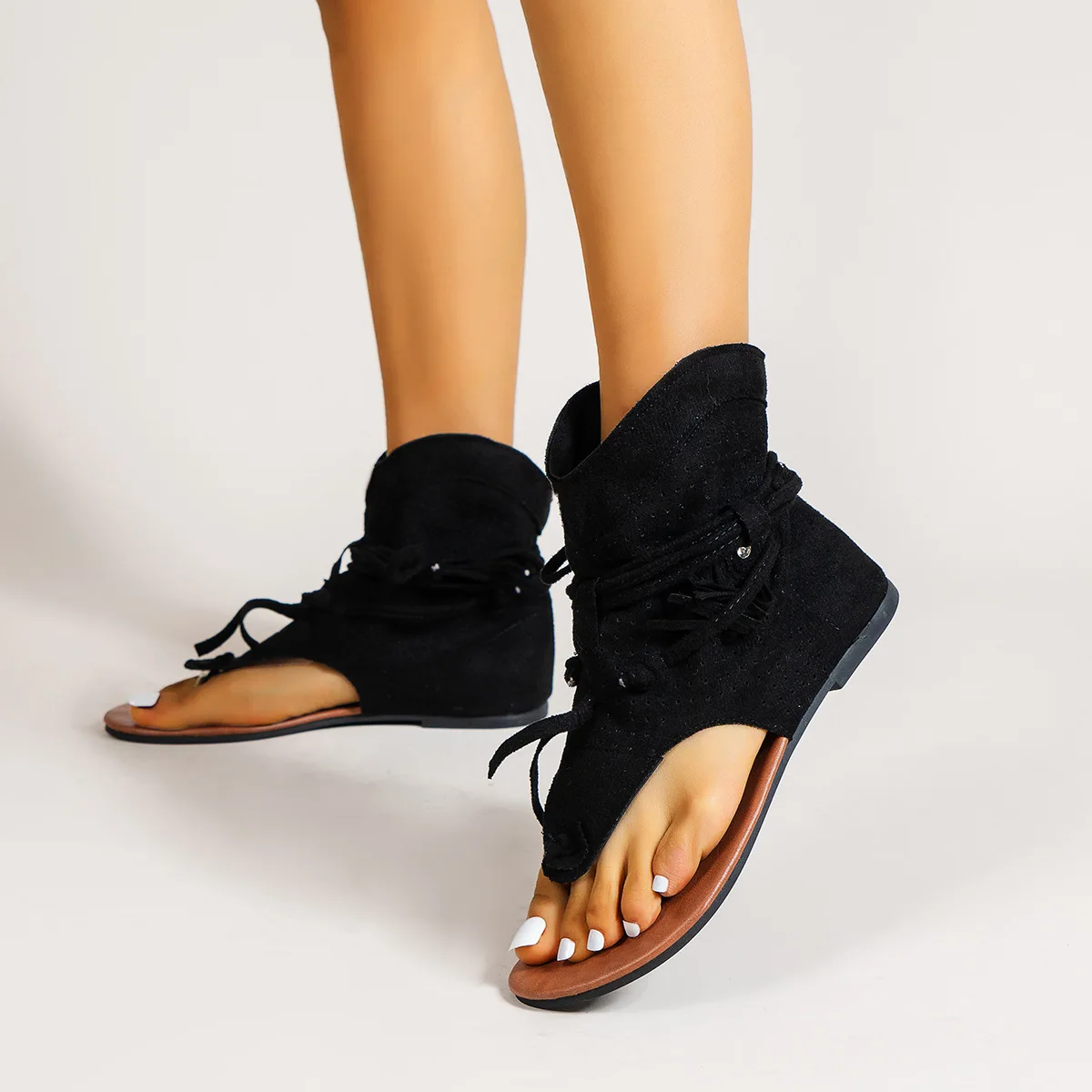 Women Flat Sandals new Summer Breathable Leisure Boots Shoes Beach Leather Retro Gladiator Sandals 2025 Sandalias De Mujer Verano 2023