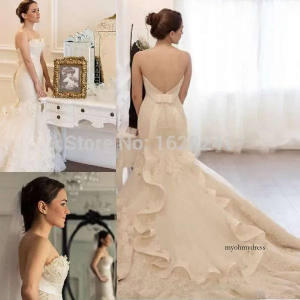 Uniques Designers Mermaid With Ruffles Train Sweetheart Sexy Lace Backless Plus Size Bridal Gowns Wedding Dresses 0521