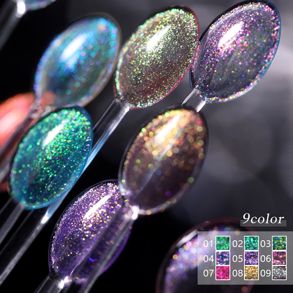 Vendeeni 9 Colors Pearl Shell Colors Nail Gel Polish Shiny Aurora Effect UV Soak Off Gel Varnish Mermaid Nail Art Gel Lacquer
