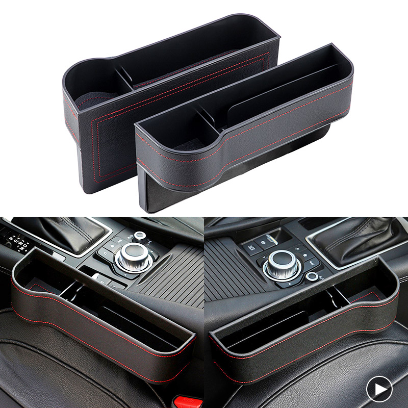 Leather Car Cup Holder Seat Organizer Holder Multifunctional Auto Gadget Seat Storage Box ABS Seat Seam Pockets Trunk Organizer