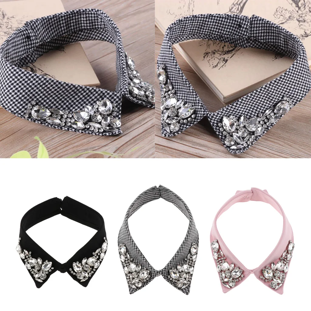 Womens new Crystal Diamonte Detachable Faux Fake 2025 Collar Removable False Choker