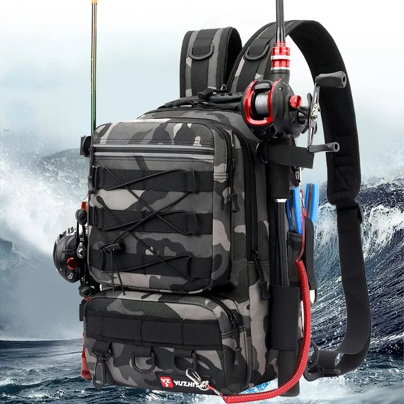 Camouflage Lure Fishing Bags Multi-functional Backpack Outdoor Sports Large Capacity Rod Fishing Tackle Bag Fly Fishing 240521
