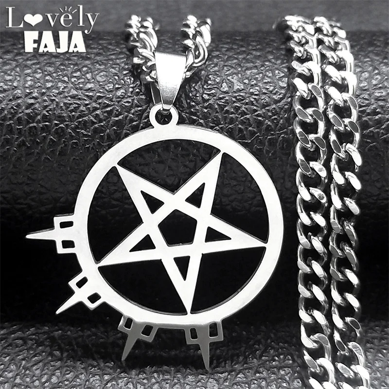 Arch Enemy Death Metal Music Band Inverted Pentagram Necklace for Women Men Hip Hop Rock Hollow Necklaces Jewelry Gifts N3225S03