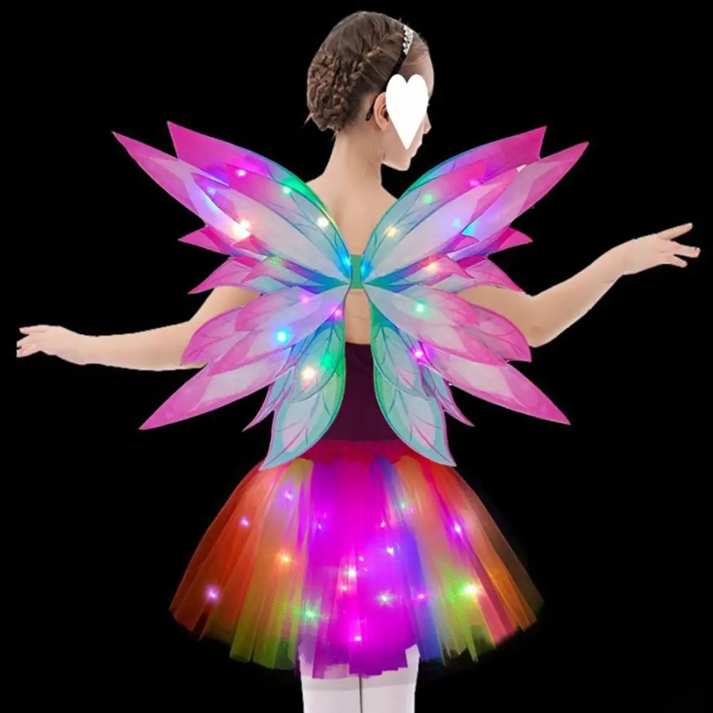 Enchanting Glowing Butterfly Wings Light Up Fairy Costume Cosplay Gift Versatile Glowing Wing for Girls