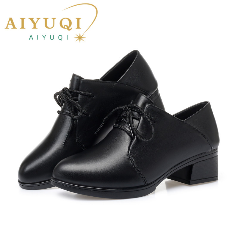 2025 NEW Women AIYUQI Office Genuine Leather Autumn High Heel Lace Up Ladies Shoes With Heels Fashion c s