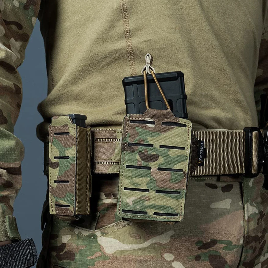 2PCS Tactical Single Magazine Pouch Molle Pistol 9mm Mag Pouch M4 5.56 Magazine Holster Open Top Rifle Airsoft Military Mag Bags
