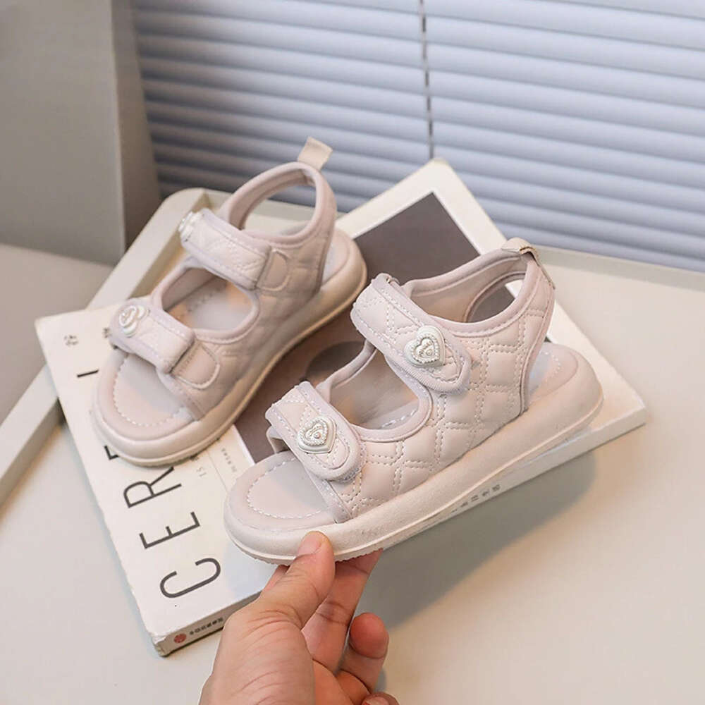 2024 Girls Summer New Kids Causal School Open-toe Fashion Solid Color Love Buckle Children Soft Bottom Sandals